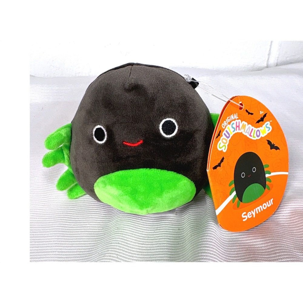 Squishmallows Seymour the Spider 5 Inch Halloween Plush Black Green Stuffed Toy